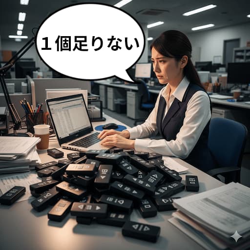 リモコンの管理に疲弊している総務の女性スタッフ