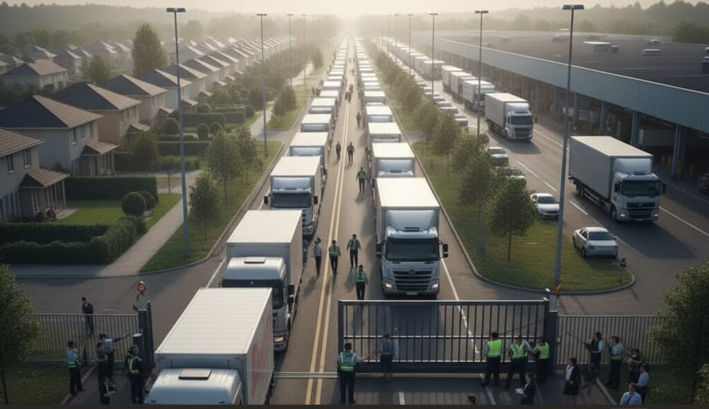 大混雑のトラック