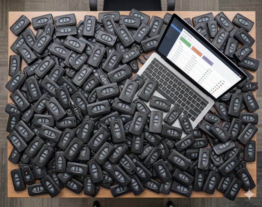 大量のリモコン