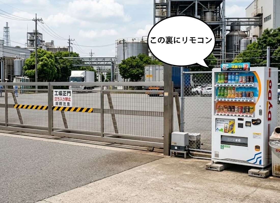 工場前の自動販売機